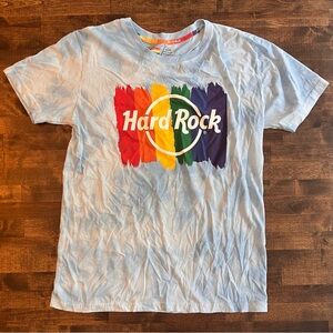 Hard Rock Cafe🏳️‍🌈pride🏳️‍🌈blue tie-dye rainbow graphic unisex M cotton tee